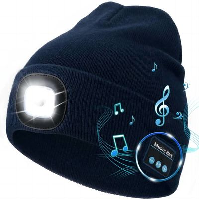 Notte di inverno che lavora il cappello senza fili delle cuffie di Bluetooth con la luce regolabile di 3 LED