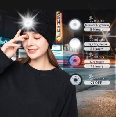Bluetooth Beanie Hat Video Camera con luce, cuffie senza fili ricaricabili del cappuccio del faro di USB 4 LED per lo sci, correre