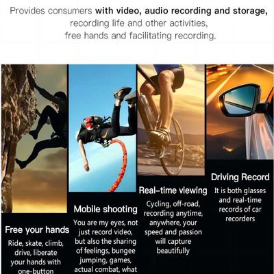 video Vlogging occhiali da sole di 5.0M HD Mountaineering Sport Action con telecomando