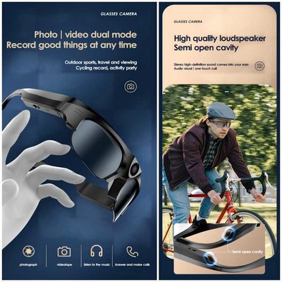 Le donne Bluetooth che degli uomini i video occhiali da sole con musica aperta dell'orecchio si collegano telefona le compresse