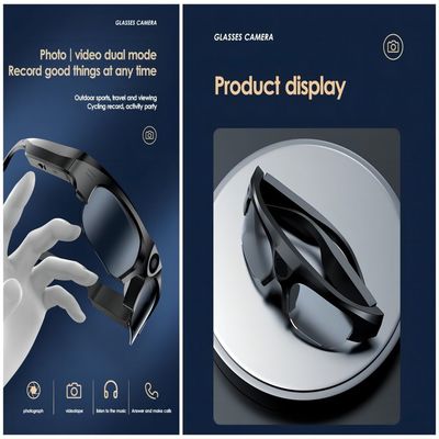 Video macchina fotografica piena di azione degli occhiali da sole di HD 1080P Bluetooth con la lente polarizzata di sicurezza