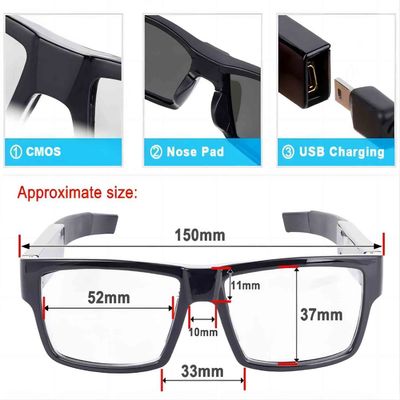 Scheda di memoria incorporata nascosta sicurezza 32G della macchina fotografica Sunglasses1080P a comando a tocco