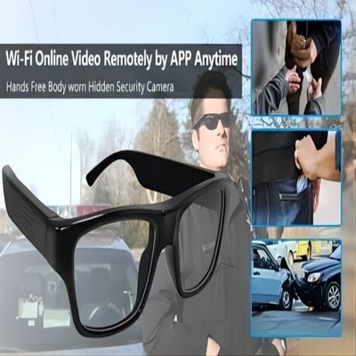 Collegamento di WiFi Live Streaming Glasses Real-Time Monitoring APP di azioni della spia di sicurezza