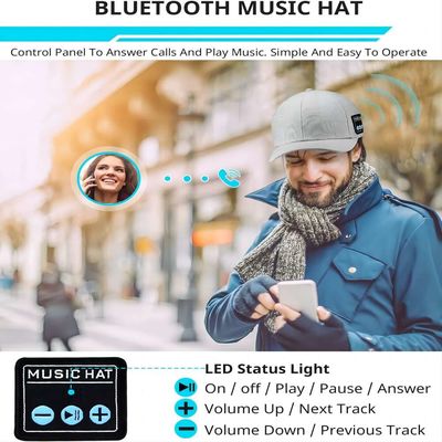 Cappello con il cappuccio astuto senza fili del telefono a mani libere del cappello regolabile del bluetooth dell'altoparlante di Bluetooth per lo sport all'aperto
