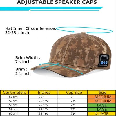 Cappello di Bluetooth con la batteria incorporata regolabile dell'altoparlante fino a 24 ore di ricreazione di musica per la camminata, corsa con gli sci, ciclismo di trekking