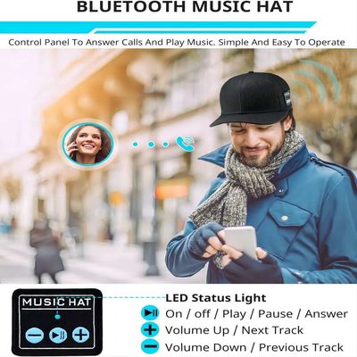 Cappello senza fili dell'altoparlante del bluetooth, Washable+ regolabili con il suono AD ALTA FEDELTÀ per lo sport di baseball, pattinante sul ghiaccio sport all'aperto ecc