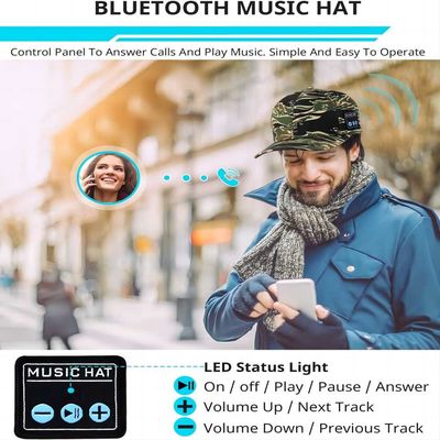 Berretto da baseball di Bluetooth con le cuffie, il microfono incorporato e gli altoparlanti stereo, cappello ricaricabile di musica di USB per le donne degli uomini
