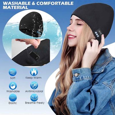 Il Beanie di Bluetooth, doppio vello allineato con Bluetooth 5,1 caldi senza fili tricotta Beanie Bluetooth Hat
