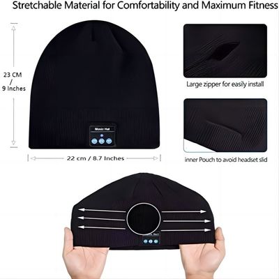 Il Beanie di Bluetooth, doppio vello allineato con Bluetooth 5,1 caldi senza fili tricotta Beanie Bluetooth Hat