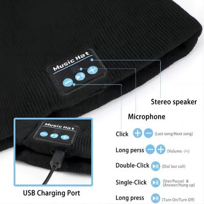 Il Beanie di Bluetooth, doppio vello allineato con Bluetooth 5,1 caldi senza fili tricotta Beanie Bluetooth Hat
