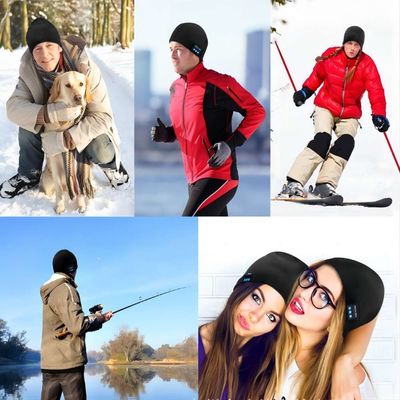 Il Beanie di Bluetooth, doppio vello allineato con Bluetooth 5,1 caldi senza fili tricotta Beanie Bluetooth Hat