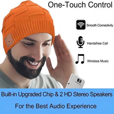Chiamate mani libere di musica arancio di Bluetooth Beanie Hat Wireless Headset Listening