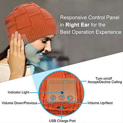 Chiamate mani libere di musica arancio di Bluetooth Beanie Hat Wireless Headset Listening