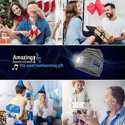 Cappuccio ricaricabile unisex del faro di USB 4 LED del cappello di musica della torcia elettrica del LED per pareggiare