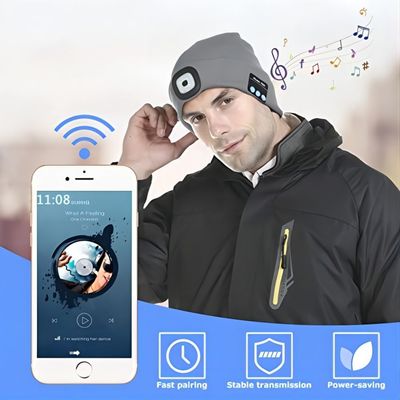 Il LED tricotta il tempo del gioco del cappello 12hours delle cuffie di Bluetooth costruito in microfono