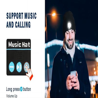Cappello unisex di Bluetooth della torcia elettrica con il cappello senza fili leggero di musica delle cuffie
