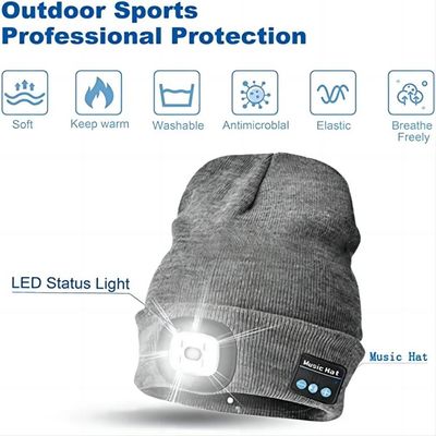 Bluetooth staccabile LED Beanie Hat With Front Light per pesca di notte