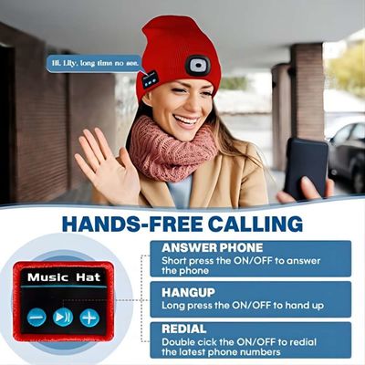 Cappello di Bluetooth LED di playback di musica di chiamate di telefoni con una luce di 4 LED per la camminata di notte