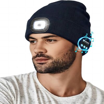 Notte di inverno che lavora il cappello senza fili delle cuffie di Bluetooth con la luce regolabile di 3 LED