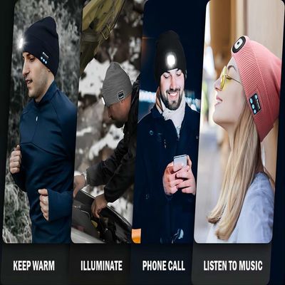 Notte di inverno che lavora il cappello senza fili delle cuffie di Bluetooth con la luce regolabile di 3 LED