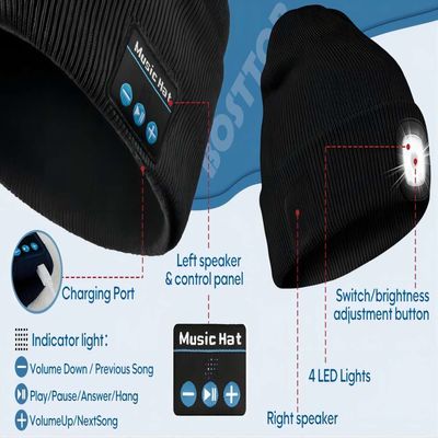Cappuccio mani libere unisex del faro del LED Beanie With Light USB Rechargable 4 LED