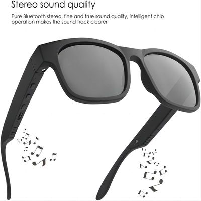 Anti lente UV dell'orecchio delle cuffie di Bluetooth del controllo del volume nero aperto degli occhiali da sole