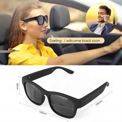 Anti lente UV dell'orecchio delle cuffie di Bluetooth del controllo del volume nero aperto degli occhiali da sole